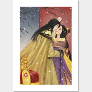 Chinese Emperor and His Beloved Consort Illustration Posters and Art